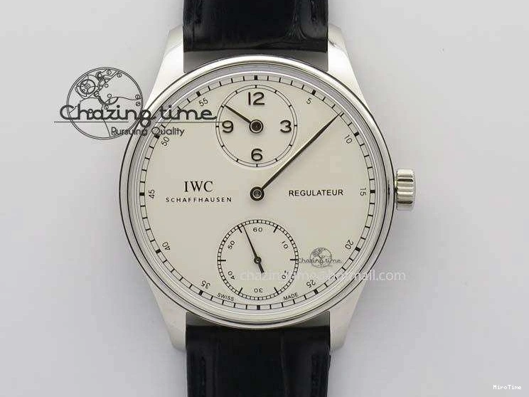 MIROTIME 1223 Effortless Portuguese IW544404 SS White Dial On Black Leather Strap A 7257